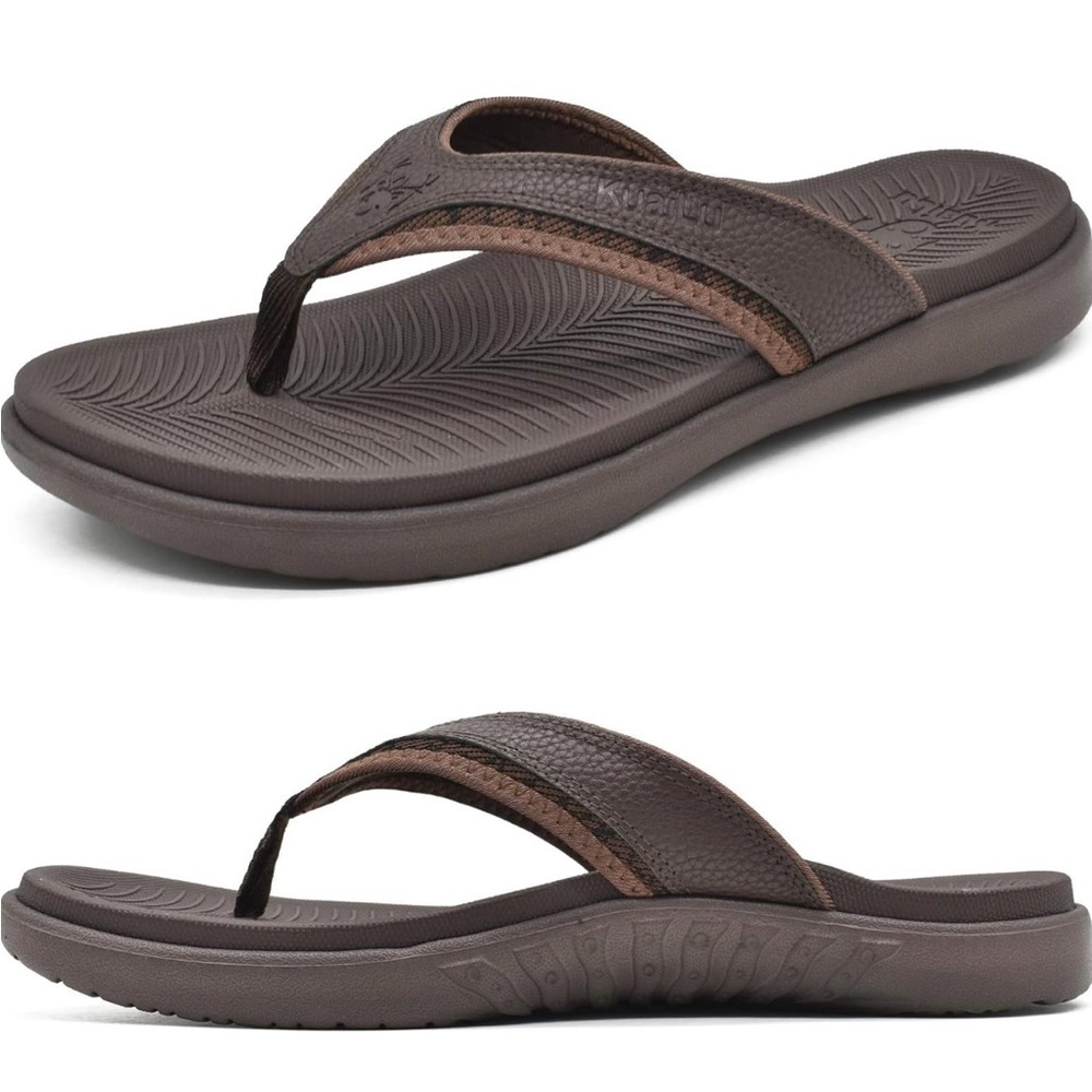 KuaiLu Men’s Leather Sandals, Size 14